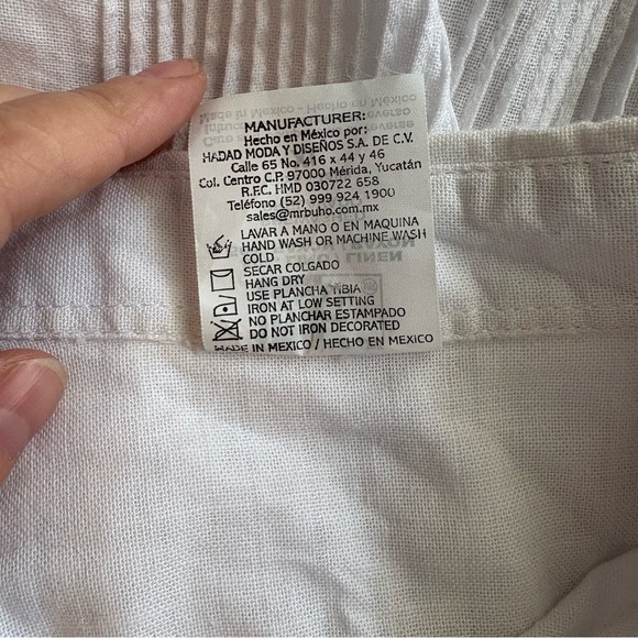 Mr. Buho White Linen Blend Short Sleeve Shirt XL Made in Mexico - Picture 9 of 9